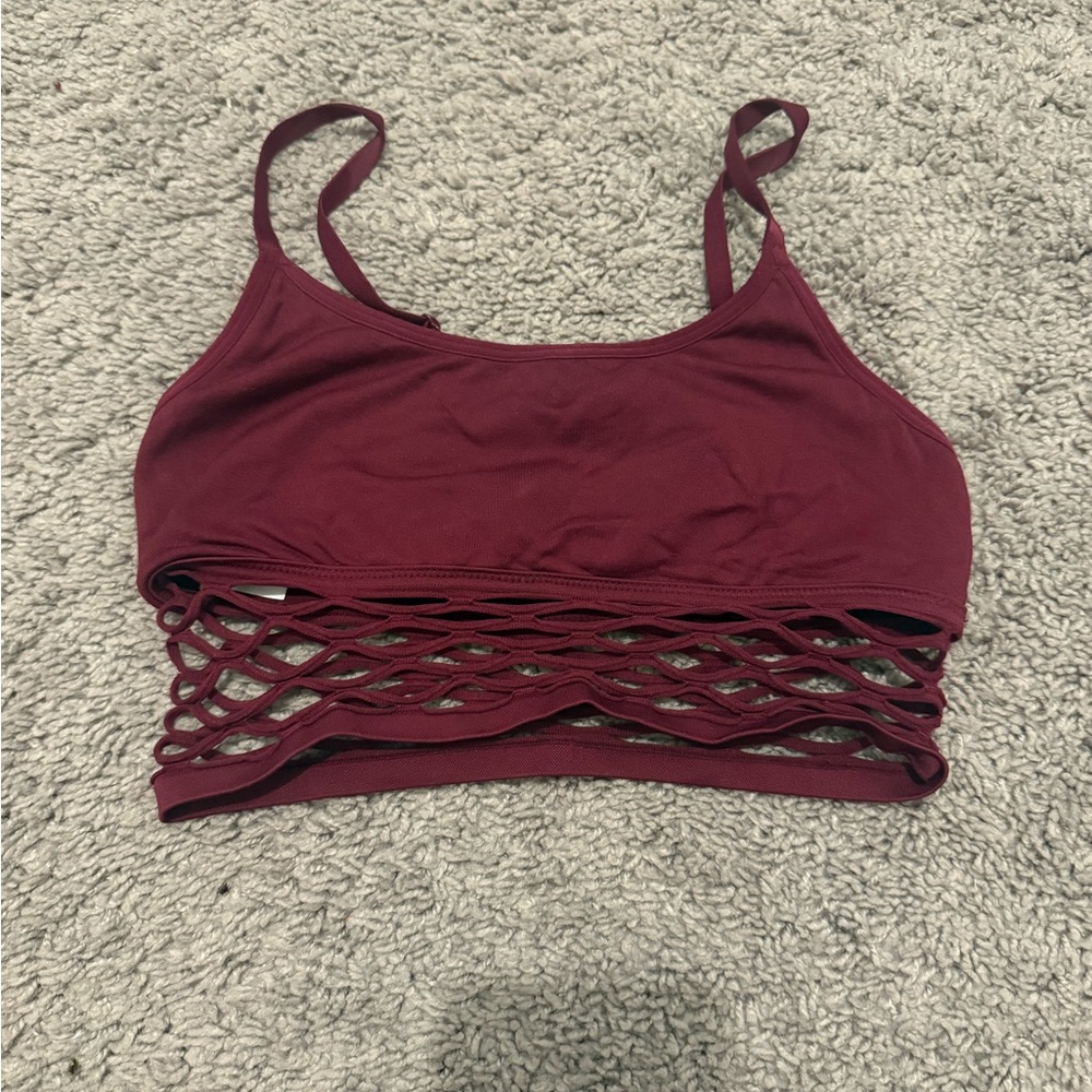 PINK Victoria's Secret Burgundy Strappy Sports Bralette